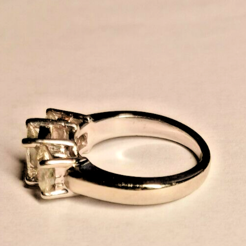 3 Stone 2 Carats Princess Cut Diamond Engagement Ring set in 14KT white gold - Picture 9 of 16