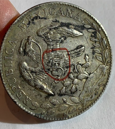 1895 DO MEXICO 8 REALES SILVER COIN WITH CHINESE CHOPMARK AND BLACK INK MARK - 第 3/3 張圖片