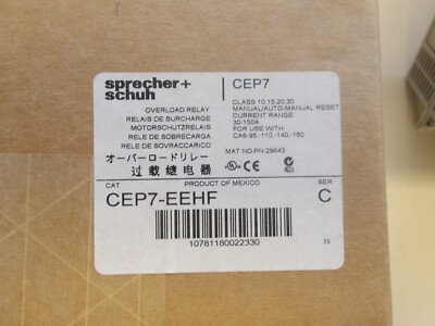 SPRECHER+SCHUH P/N: CEP7-EEHF SOLID STATE OVERLOAD RELAY 30-150A 3PHASE