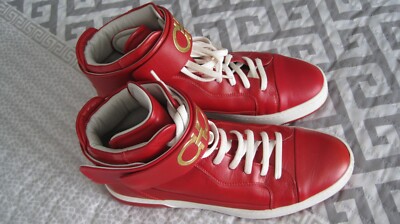 Preowned SALVATORE FERRAGAMO NAYON RED Men High Top sneakers  Salvatore Ferragamo Gancini Sneakers RED size 9.5. Brand new. main image 0
