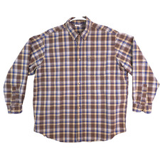 VNTG Carhartt Rugged Outdoor Wear Mens Flannel Brown Plaid XL Long Sleeve Shirt