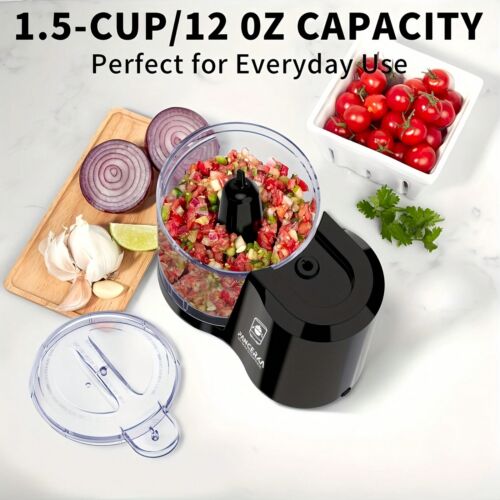 1.5-Cup Black Electric Vegetable Chopper & Mini Food Processor for Mincing/Puree - Picture 6 of 34