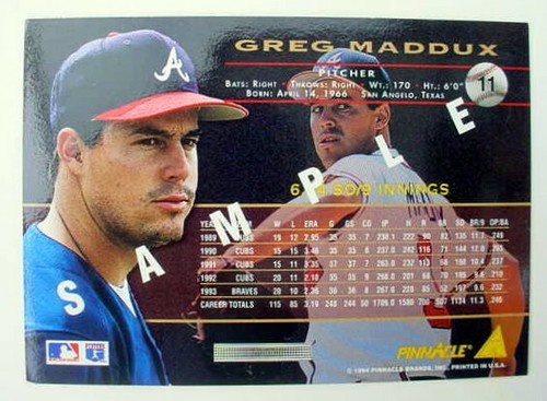 1994 1996 Pinnacle Sample Promo Zenith Z Team 3 Card lot GREG MADDUX Braves HOF - Picture 7 of 7