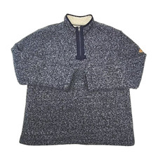 Orvis Sherpa Lined Pullover Sweatshirt Blue 1/4 Zip Men Sz XL Heavy Warm Top
