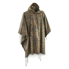 Mil-Tec Woodland Camo Ripstop Poncho Multi-Purpose Wetness Protection DW Camo