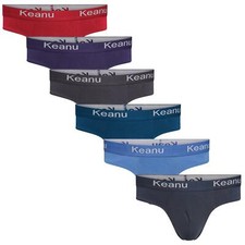 Mens 6 Pack Keanu 100% Cotton Slip Briefs Designer Waistband Underwear  S - 2XL