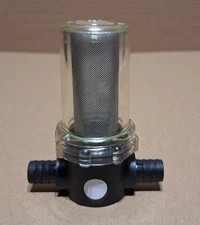1/2" Barb, In-Line Strainer with 50 mesh Stainless Steel Filter Screen