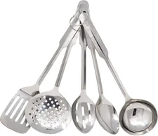 Amco 8796 Stainless Steel 5-Piece Utensil Set,Medium