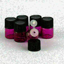 New 50Pcs 1ml Rose Red Small Glass Empty Oils Bottles Vial With Black Screw Cap