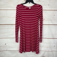 Old Navy Dress Womens XS Pink Striped Long Sleeve Swing T-Shirt Knit Scoop Neck