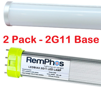 2 Pack, RPT LEDBIAX 20W 22'' LED Lamp Tube, 2G11 Base, 4000K, Fluorescent Upgrade