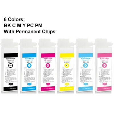 6Colors BCI-1401 1431 1451 Refillable Ink Cartridge For Canon W6400 W6200 W7250