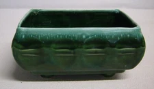 Vtg Cookson Pottery #557 Verigated Green Footed Planter Rectangular 7"x5"x4"