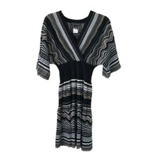 Jessica Howard Striped Knit V-Neck Dress S Multicolor Knee Length Dress
