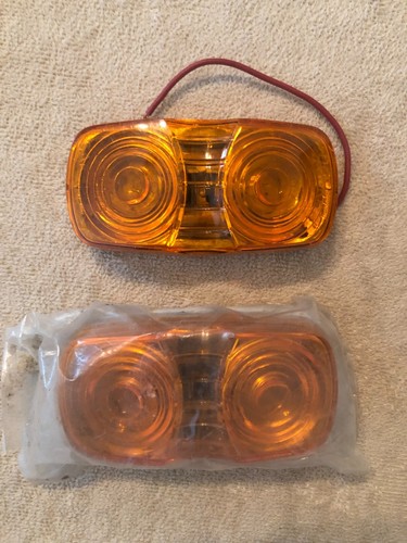 Pair Vehicle Safety Mfg Wired Amber Marker Lights for Semi-Truck Tractor Trailer