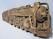 Vintage Large 3-D Railroad LOCOMOTIVE Train BELT BUCKLE 1978 Bergamot Brass USA