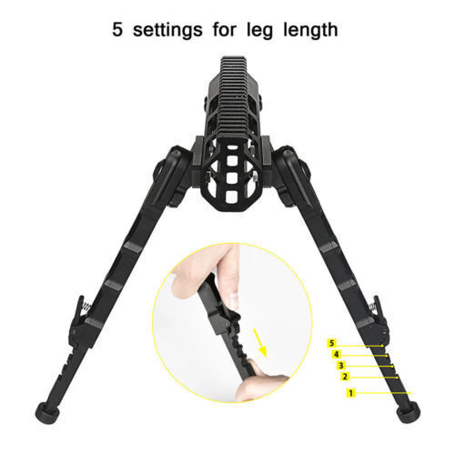 Tactical M-Lok Bipod Aluminum M-lok 7.5"-9" Adjustable Spring Rifle Bipod H - Bild 3 von 6