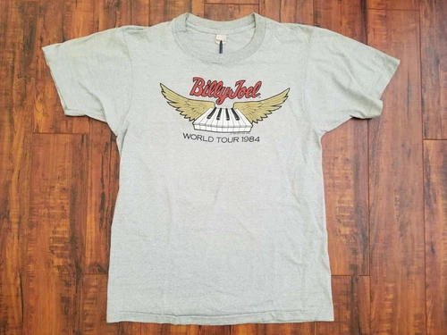 Billy Joel Keeping The Faith World Tour Grey T- 1980s vintage concert t-shirt, vintage, size L, single stitch, B+ condition