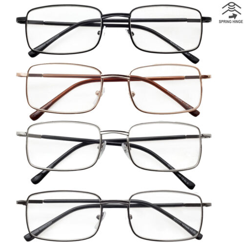 Reading Glasses Mens Womens 4 Pack Metal Frame Readers Eyeglasses