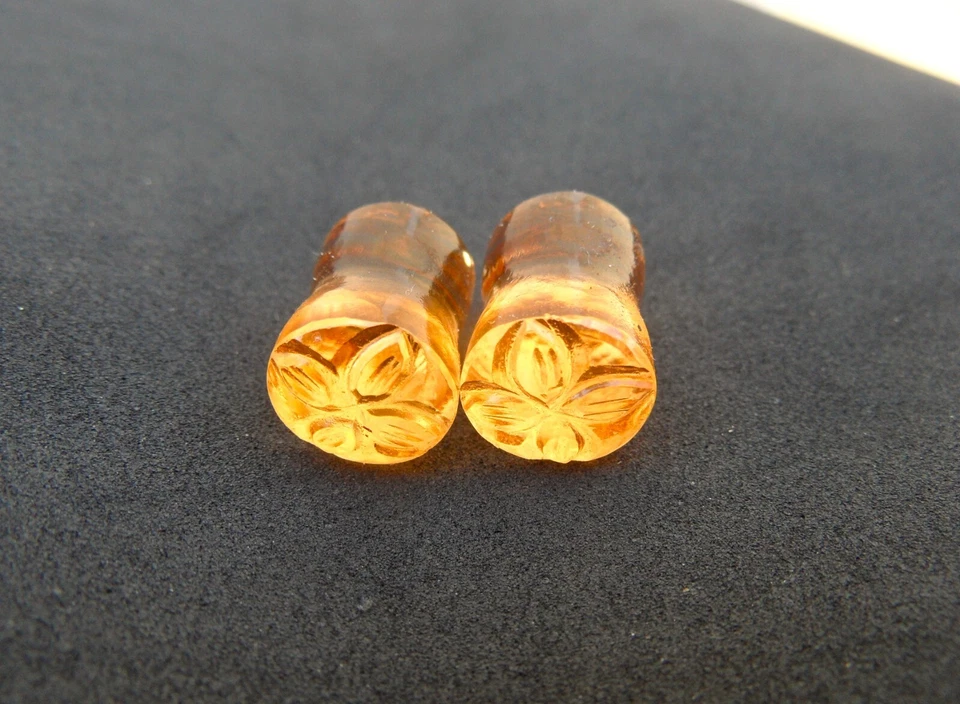 Topacio Dorado Túneles Medidores de Oreja Tapones Pendientes, Tapones Pendientes Bes Foto 3 de 4