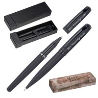 "Schreibset \"Mark Twain\" Best. Aus Rollerball Und Drehkugelschreiber Mit Gravur"
