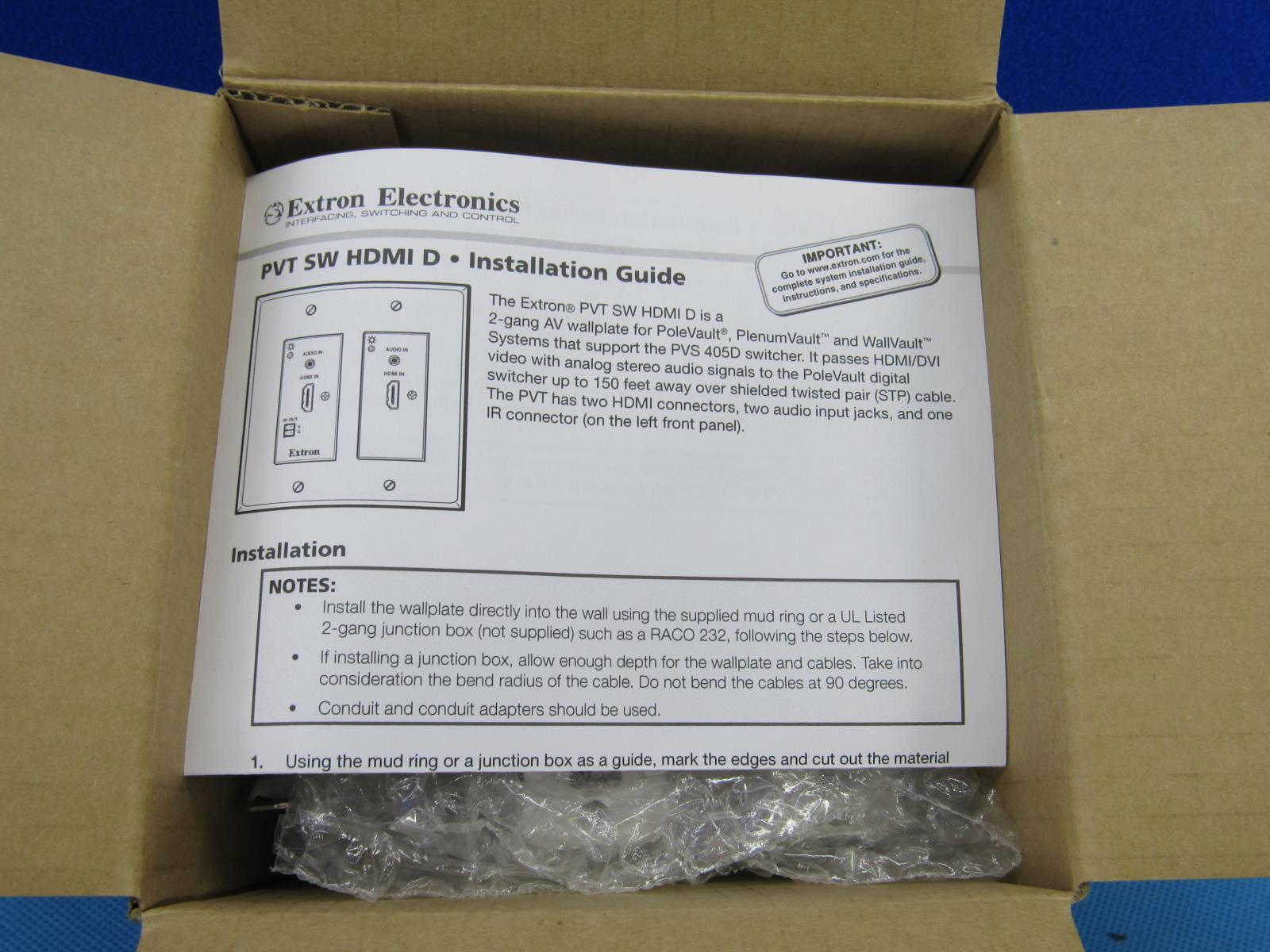 New Extron PVT HDMI 60127013 PoleVault Digital Input, Dual HDMI Wall