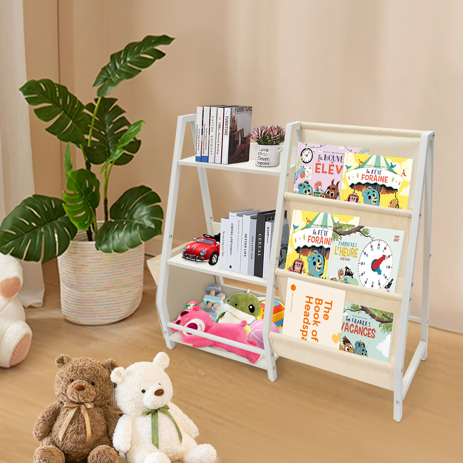 Kids Bookshelf and Toy Organizer&comma; 3 Tier Bookshelf for Kids&comma; Book Shelf for Kids