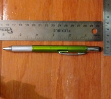 Multitool Pen 6 in 1 Screwdriver Ruler Level Stylus Ballpoint Green 6 function