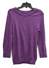 Banana Republic Womens Purple Shoulder Button Scoop Neck Knit Pullover Sweater M