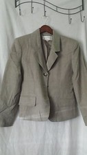womens beige JONES NEW YORK SKIRT SUIT blazer jacket wool casual modern 4/6