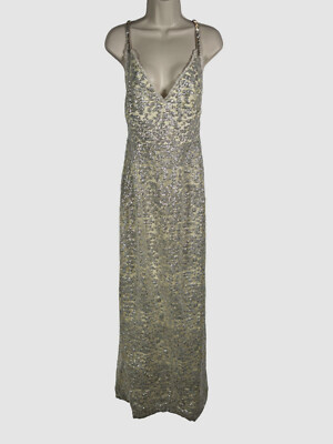 $3595 Markarian Women's Silver Silk Lined Sequined V-Neck Gown Dress Size 4 | eBay $3595 Markarian Women's Silver Silk Lined Sequined V-Neck Gown Dress Size 4 | eBay