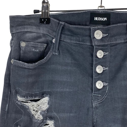 Hudson Ciara Ankle Distressed Gray Jeans Skinny Women’s Size 29 Exposed Buttons - Picture 7 of 14