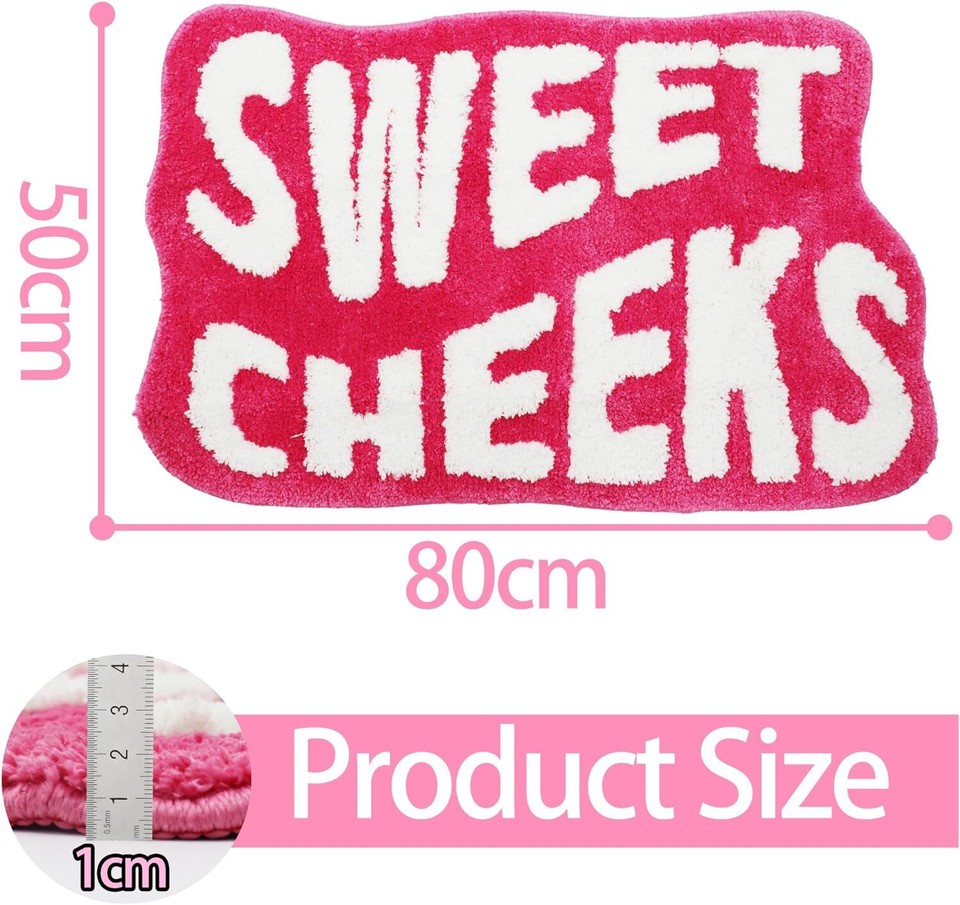 Sweet Cheeks Bath Mat, Cute Mats for Bathroom, Funny 31.5"x19.5", Pink eBay