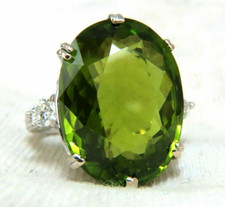 925 Sterling Silver 36.20 Carat Large Oval Cut Green Peridot Gemstone Women Ring