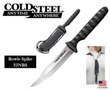 Cold Steel 4" Fixed Blade Knife Bowie Spike German 4116 Stainless Sheath 53NBS