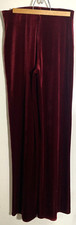 Burgundy Wine Red Velvet Velour Wide Leg Elasticated Trousers Pants S/M Holiday