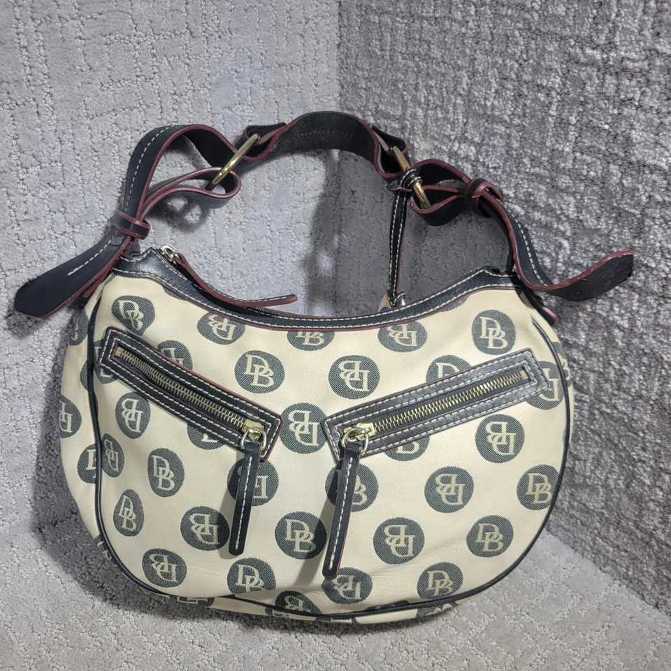 DOONEY & BOURKE Beige Black Circle Hobo Purse Shoulder Handbag Medium Size - Image 2 of 4
