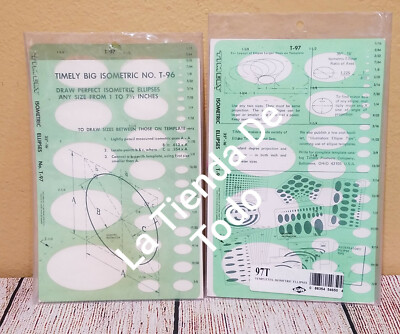 DRAFTING ELLIPSE TEMPLATE STENCIL t-97 T97 LOT OF 2 READ 