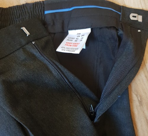 W24 L18 Winterbottom Charcoal Grey Schoolwear Trousers - Picture 3 of 8