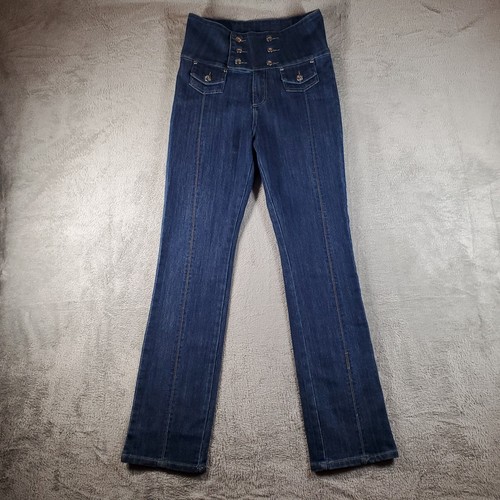 Touch Me Jeans Womens 5/6 Super High Waisted Skinny Boot Blue Denim Nautical