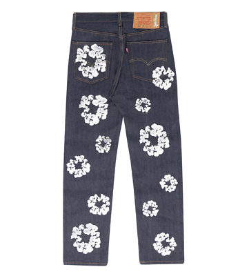 DENIM TEARS X LEVI'S COTTON WREATH RAW SELVED DENIM JEANS SIZE