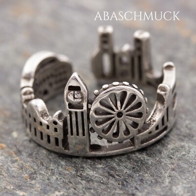 Silberring Silber 925 Ring Verstellbar Offen  R921 London Skyline Horizont