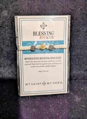 Benedictine Blessing for kids Bracelet My Saint My Hero White