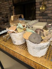 Pair of Birch Bark Baskets with Handmade Cera...