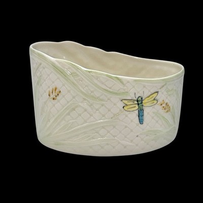 Belleek Ireland Dragonfly Porcelain Planter Cachepot Basketweave Vase Sugar Bowl