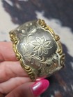 Silver and brass decorated Engraved Cuff Bracelet