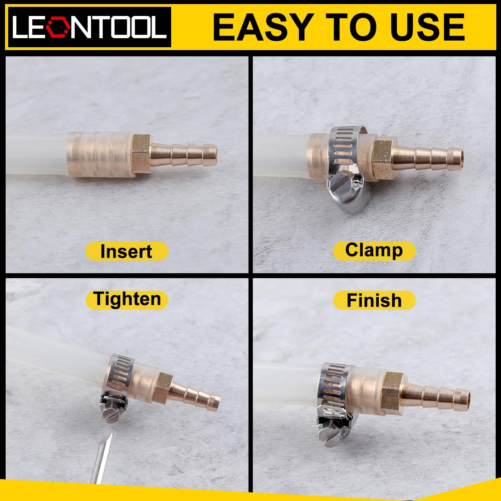 LEONTOOL 2 Pack Hose Barb Fittings Reducer, 1/4" to 3/8" Brass Hose Barb Redu...