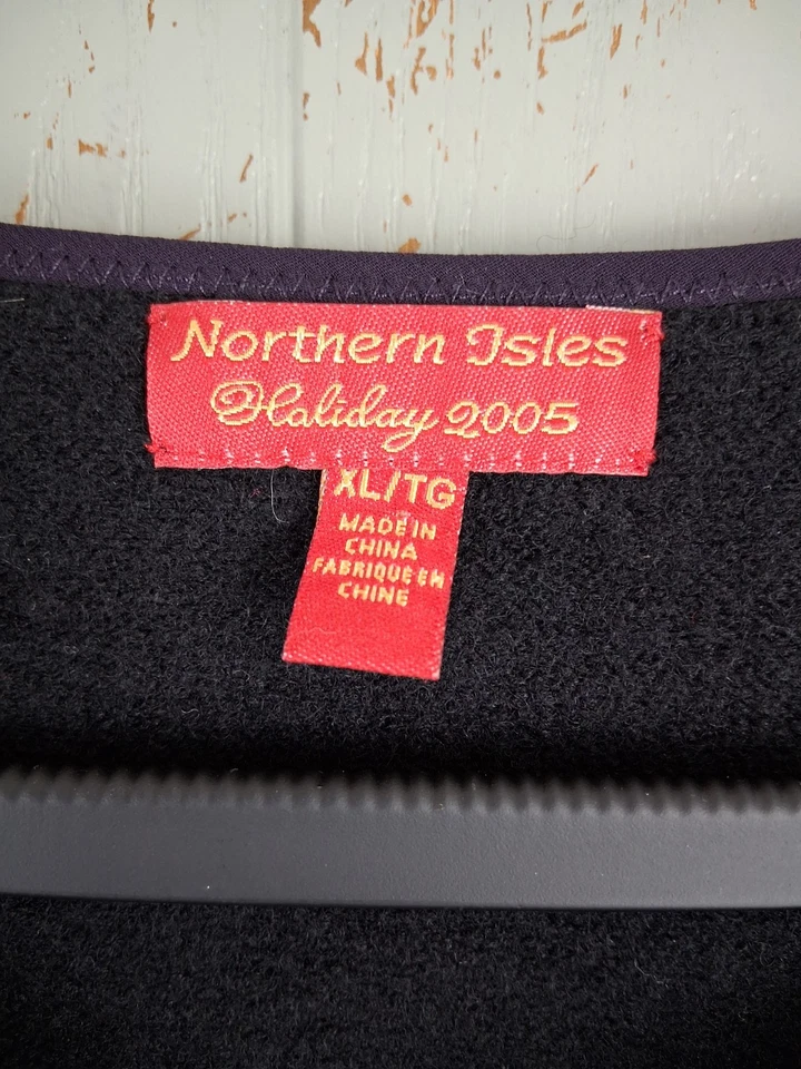 Vintage Starry Night Village Cardigan Sweater Womens XL Boiled Wool Artsy Flawed - Image 3 of 4