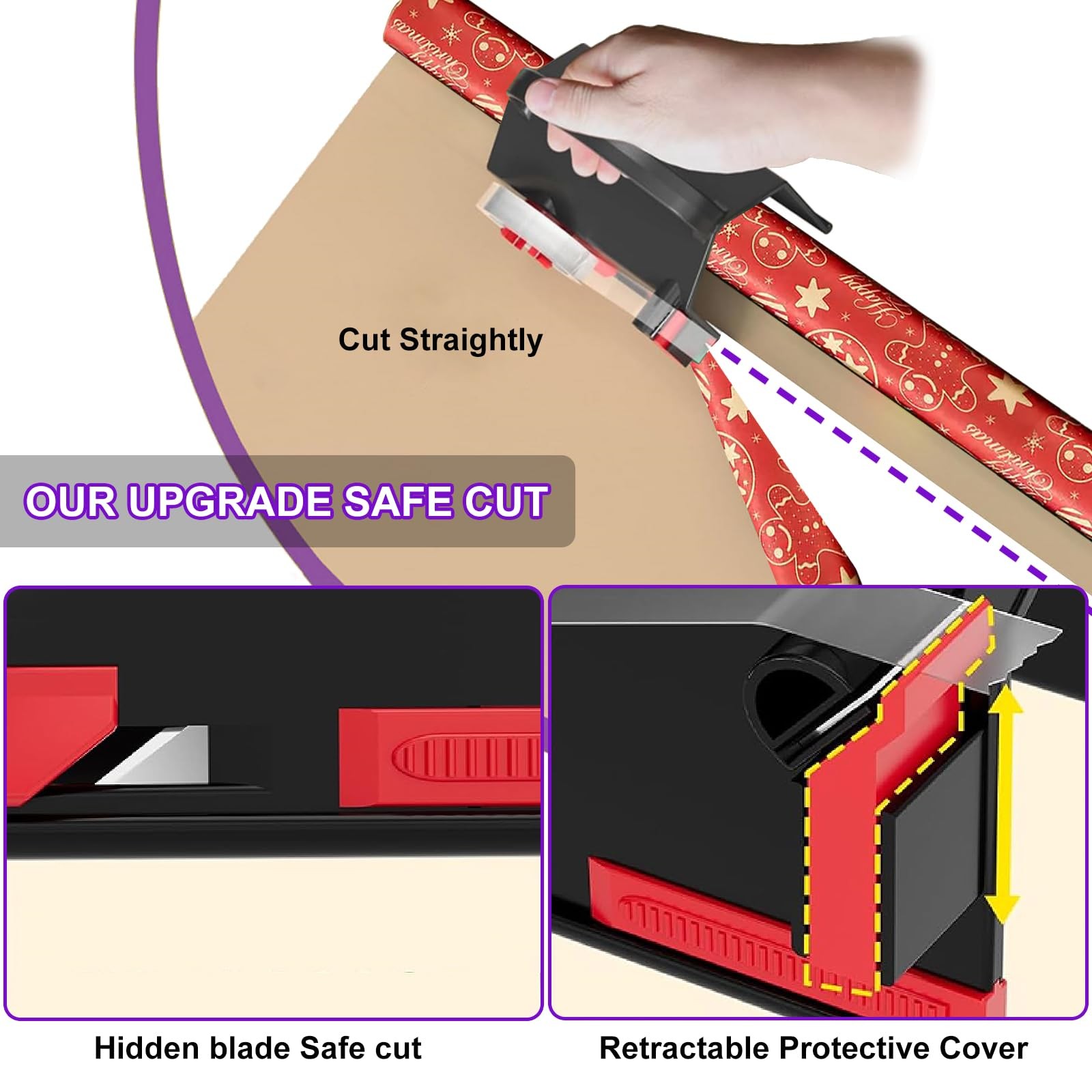 Upgrade 2 Pack Wrapping Paper Cutter &Tape Dispenser Dual Use, Gift Wrap Cutt...