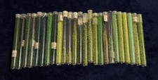 Glass Seed Bead Lot 24 Tubes Green Dominant Mix